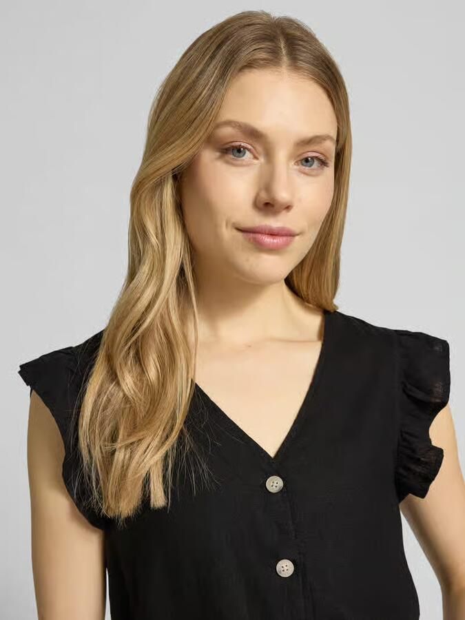 B.Young regular fit blouse van mix van linnen en viscose met ruches