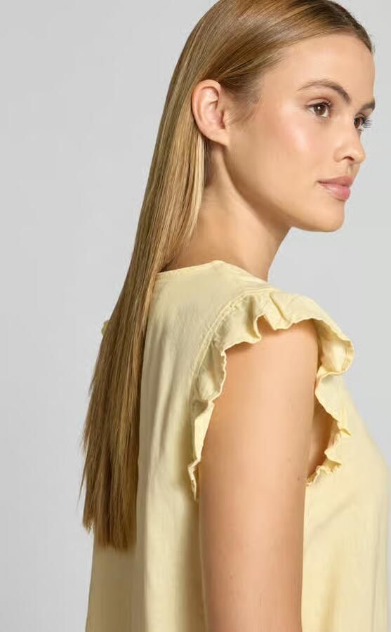 B.Young regular fit blouse van mix van linnen en viscose met ruches