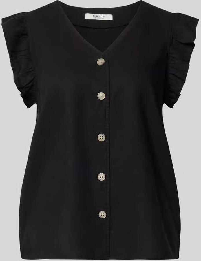 B.Young regular fit blouse van mix van linnen en viscose met ruches - Foto 2
