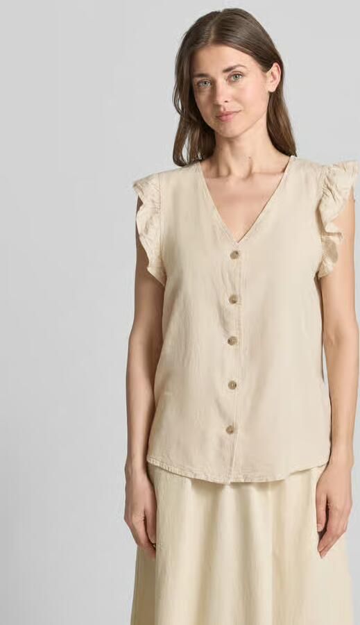 B.Young regular fit blouse van mix van linnen en viscose met ruches - Foto 3