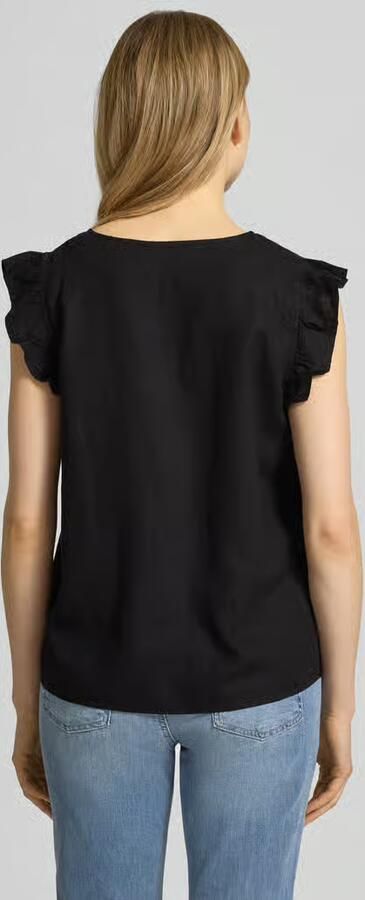 B.Young regular fit blouse van mix van linnen en viscose met ruches