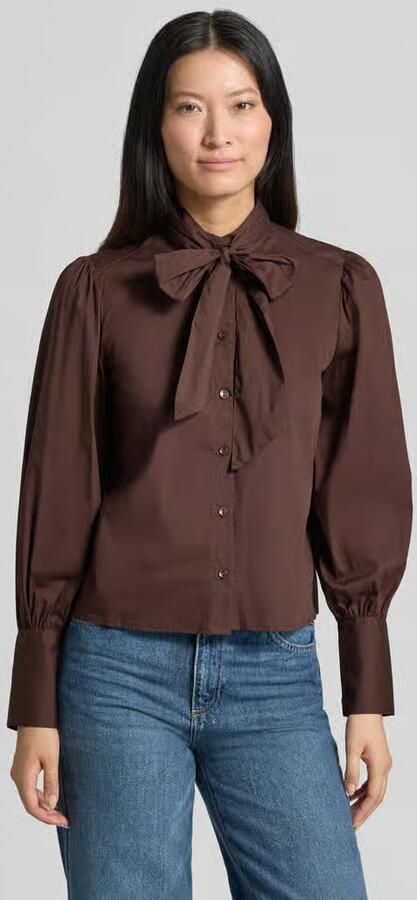 B.Young Regular fit strikblouse met opstaande kraag model 'IDOL BOW SHIRT' - Foto 3