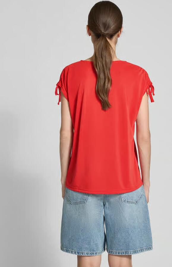 B.Young T-shirt met geribde V-hals model 'PERL'