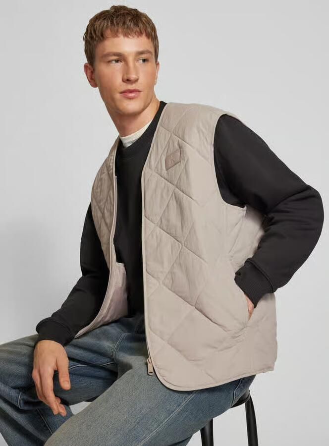 Calvin Klein Jeans Grijze Nylon V-Hals Gilet met Rits Gray Heren - Foto 2