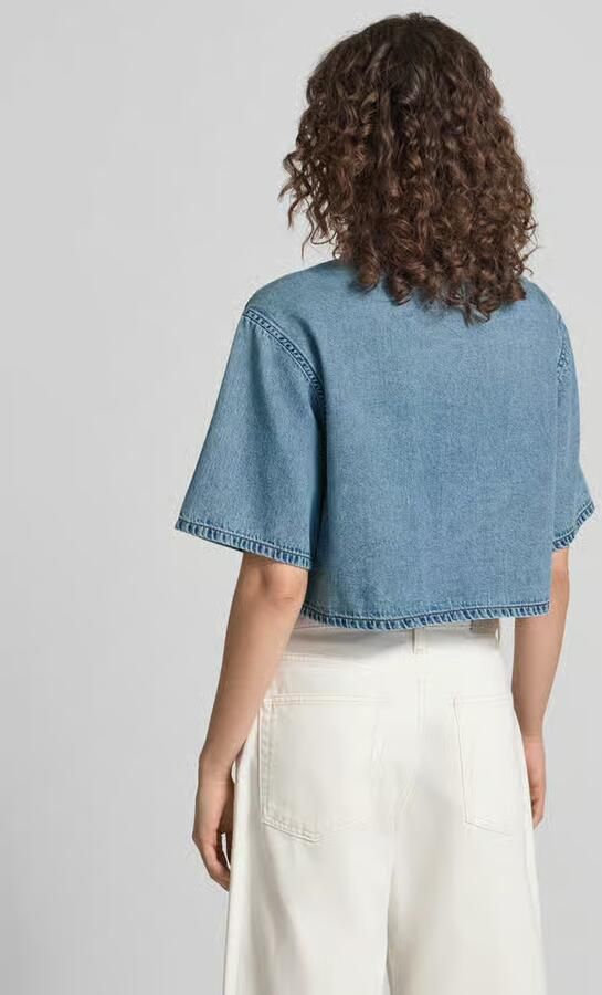 Calvin Klein Jeans Cropped overhemdblouse in denimlook - Foto 3