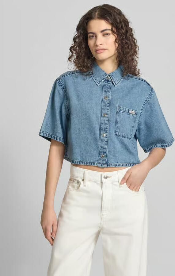 Calvin Klein Jeans Cropped overhemdblouse in denimlook - Foto 2