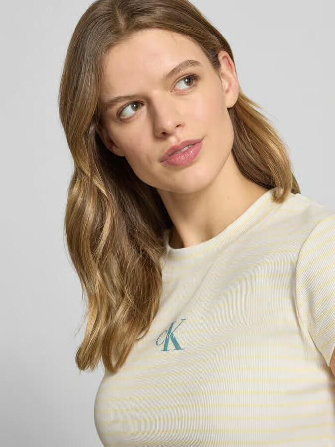 Calvin Klein Jeans Cropped T-shirt met streeppatroon en logo
