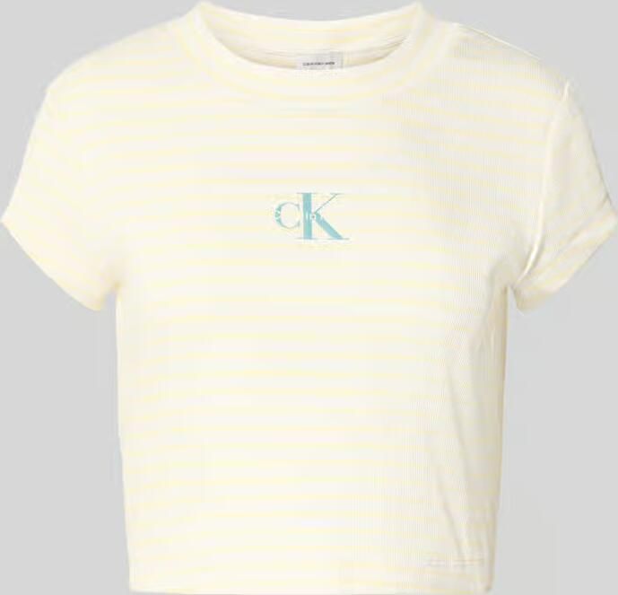 Calvin Klein Jeans Cropped T-shirt met streeppatroon en logo - Foto 2