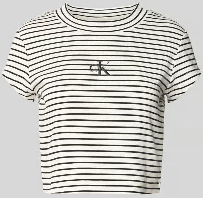 Calvin Klein Jeans Cropped T-shirt met streeppatroon en logo - Foto 4
