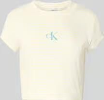 Calvin Klein Jeans Cropped T-shirt met streeppatroon en logo - Foto 2