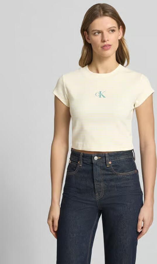 Calvin Klein Jeans Cropped T-shirt met streeppatroon en logo - Foto 3