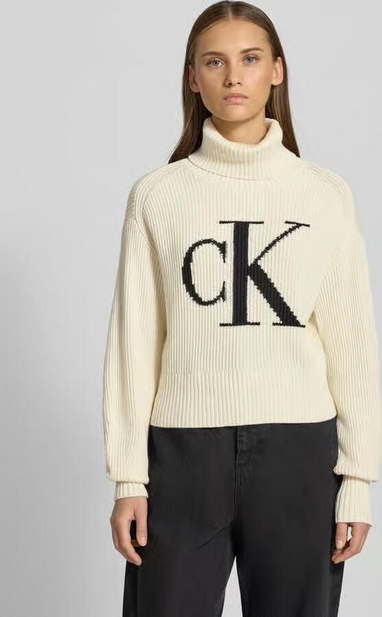 CALVIN KLEIN Dames Truien & Vesten Blown Up Ck Loose Sweater Contra Gebroken Wit - Foto 8