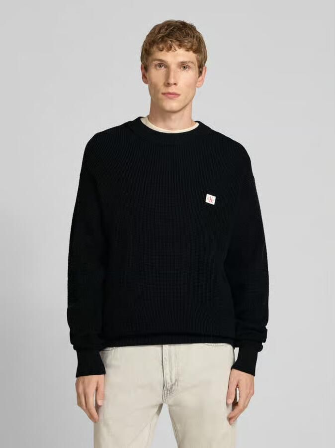 CALVIN KLEIN Heren Truien & Vesten Ls Ez Cotton Waffle Crewnk Swtr 9 Zwart - Foto 13