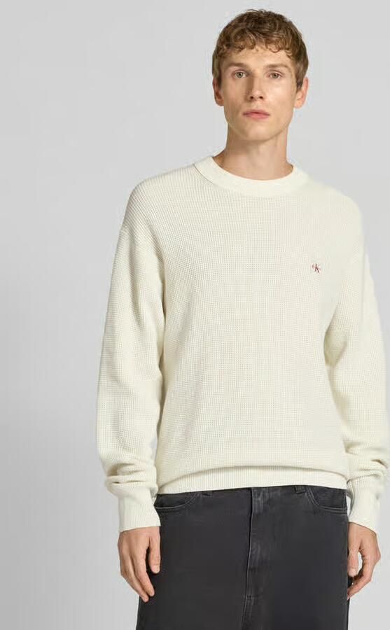 CALVIN KLEIN Heren Truien & Vesten Ls Ez Cotton Waffle Crewnk Swtr 9 Ecru - Foto 13