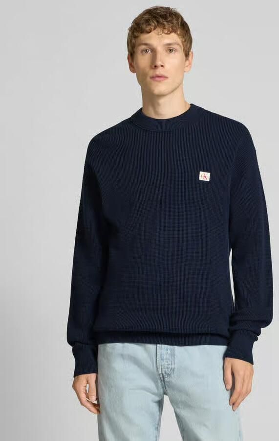CALVIN KLEIN Heren Truien & Vesten Ls Ez Cotton Waffle Crewnk Swtr 9 Donkerblauw - Foto 6