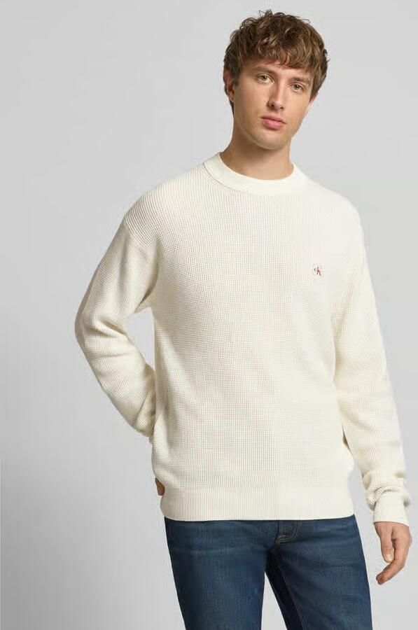 CALVIN KLEIN Heren Truien & Vesten Ls Ez Cotton Waffle Crewnk Swtr 9 Ecru - Foto 12