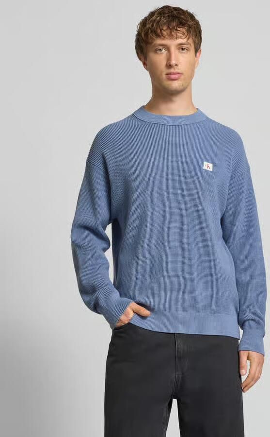 CALVIN KLEIN Heren Truien & Vesten Ls Ez Cotton Waffle Crewnk Swtr 9 Blauw - Foto 6