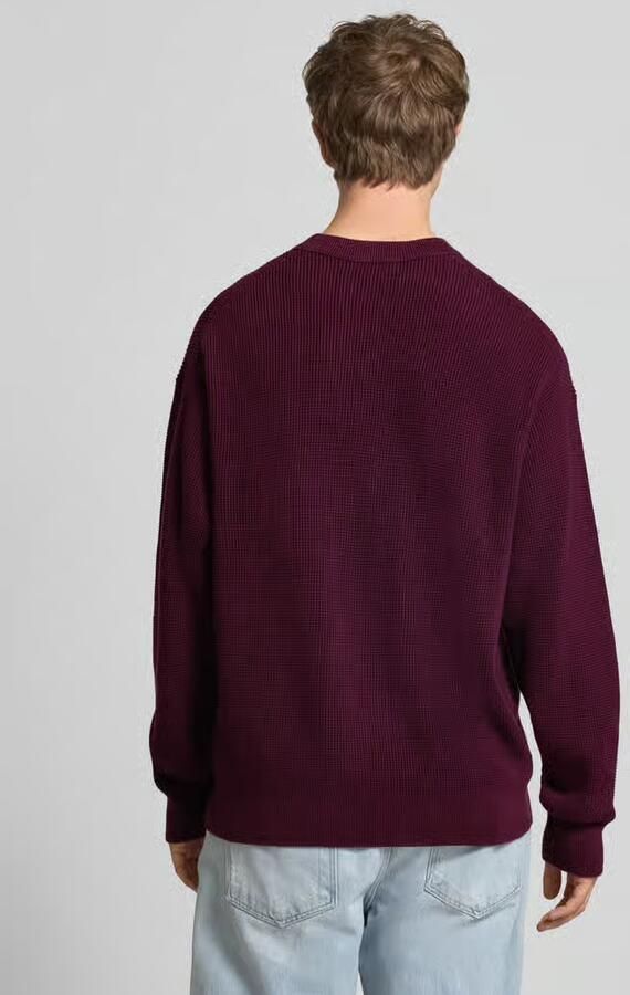 Calvin Klein Jeans Gebreide pullover met structuurmotief en ronde hals