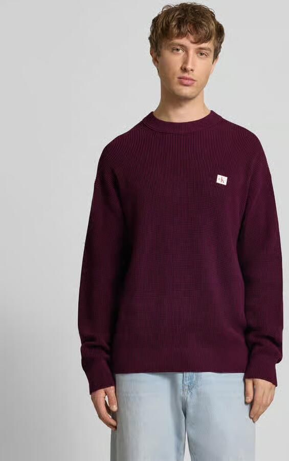 Calvin Klein Jeans Gebreide pullover met structuurmotief en ronde hals - Foto 2