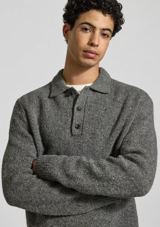 Calvin Klein Jeans Gebreide pullover van wolmix met polokraag - Foto 2