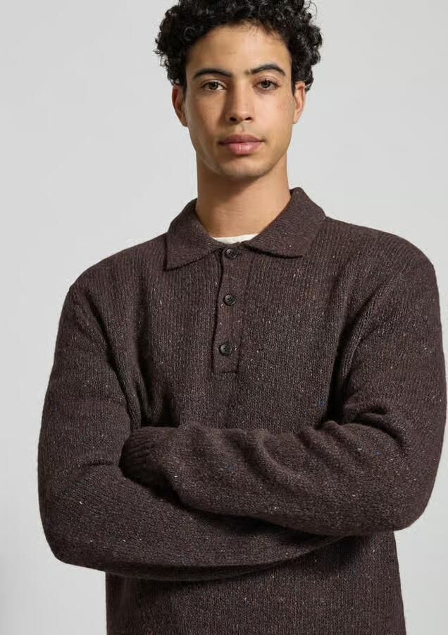 Calvin Klein Jeans Gebreide pullover van wolmix met polokraag - Foto 2
