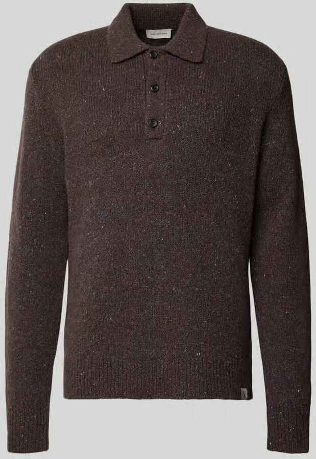 Calvin Klein Jeans Gebreide pullover van wolmix met polokraag