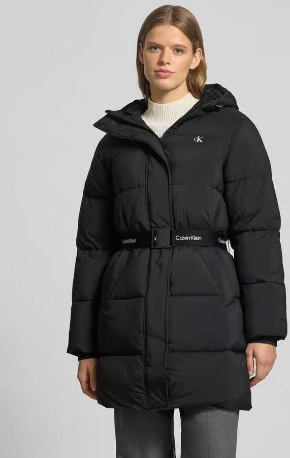 CALVIN KLEIN Dames Jassen Belted Midweight Long Puffer Zwart - Foto 6