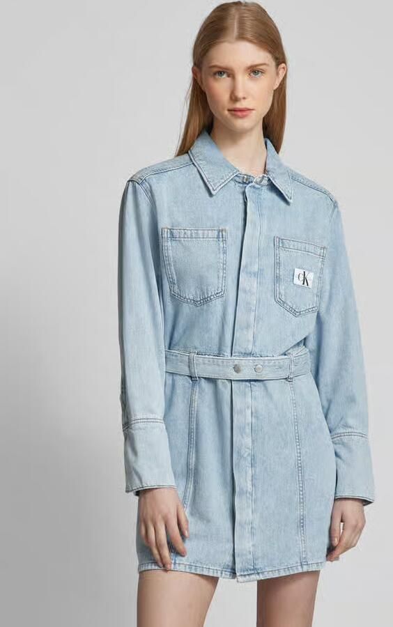 Calvin Klein Jeans Blauwe Katoenen Casual Midi Jurk Blue Dames - Foto 2