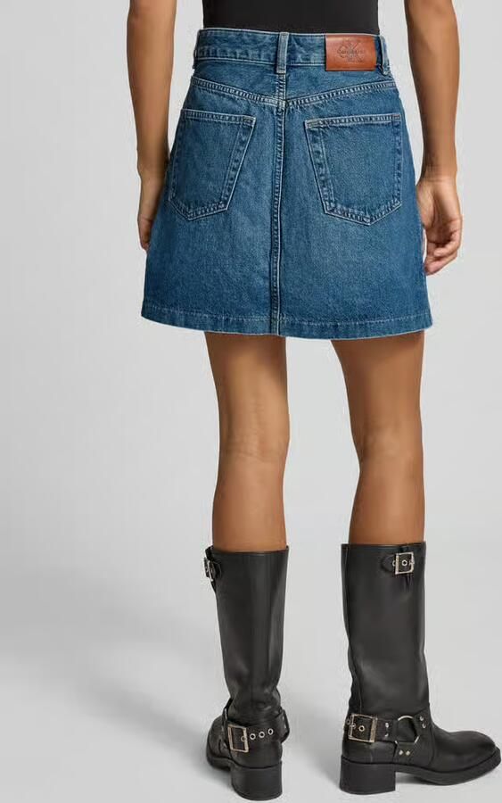 Calvin Klein Jeans Jeansrok in wikkellook met labeldetail