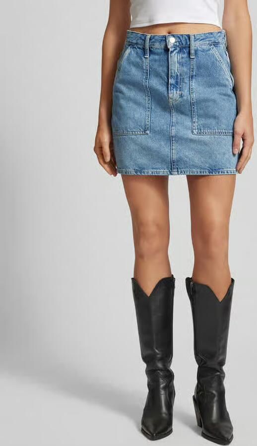 Calvin Klein Jeans Jeansrok met steekzakken opzij model 'LINE' - Foto 2