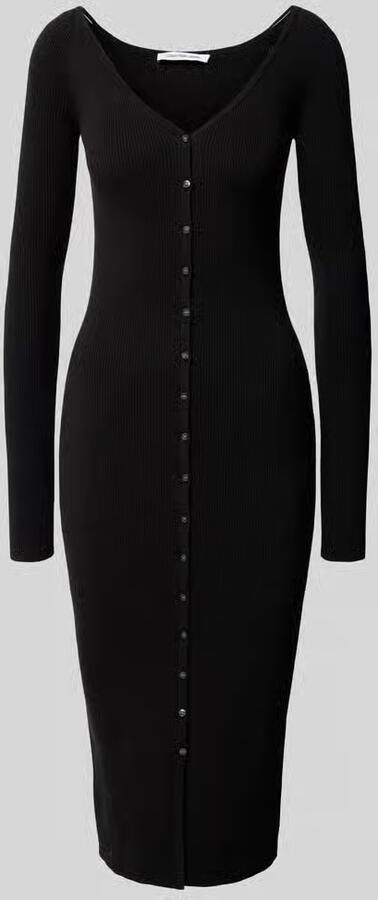 Calvin Klein Jeans Zwarte Biologisch Katoen V-Hals Jurk Black Dames - Foto 3