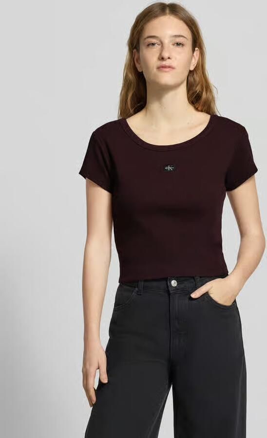 Calvin Klein Jeans Kort T-shirt met labeldetail - Foto 2