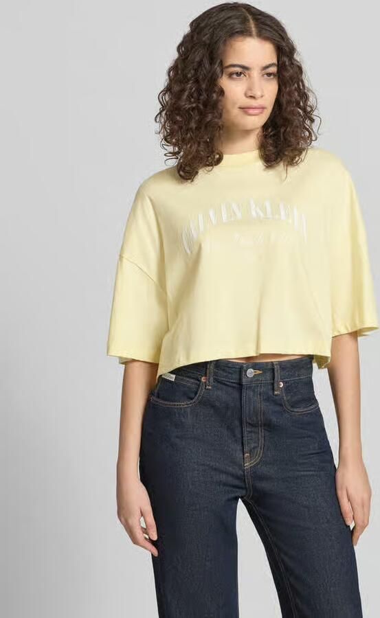 CALVIN KLEIN Dames Tops & T-shirts Ss Cropped Boxy Heritage Crest Butter Yellow - Foto 10