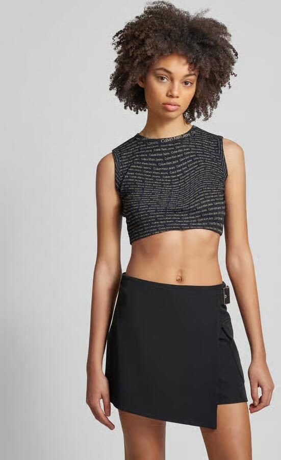 Calvin Klein Jeans Cropped Tank Top Lente Zomer Collectie Black Dames - Foto 4