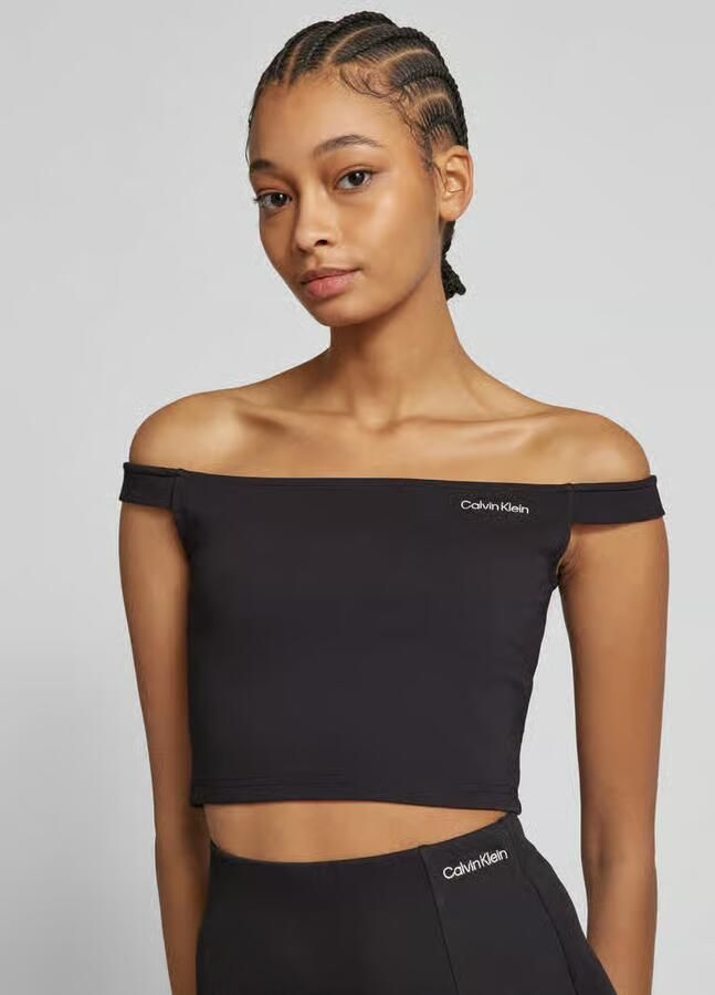 Calvin Klein Jeans Korte top van viscosemix met labeldetail - Foto 3