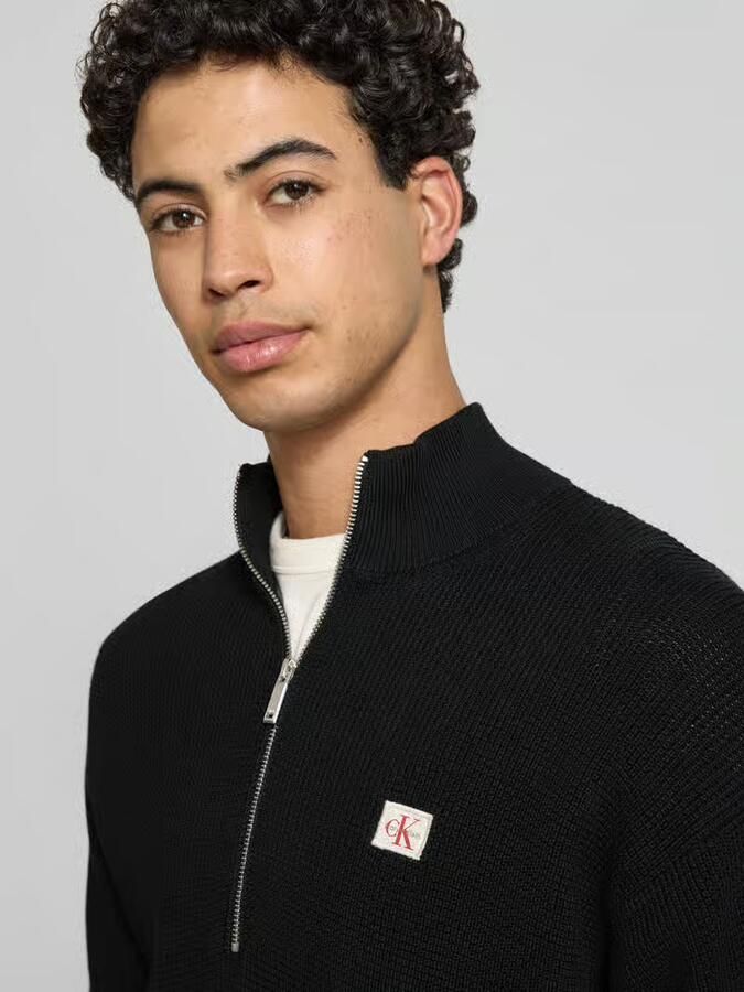 CALVIN KLEIN Heren Truien & Vesten Ls Ez Cotton Waffle Quarter Zip Zwart - Foto 6