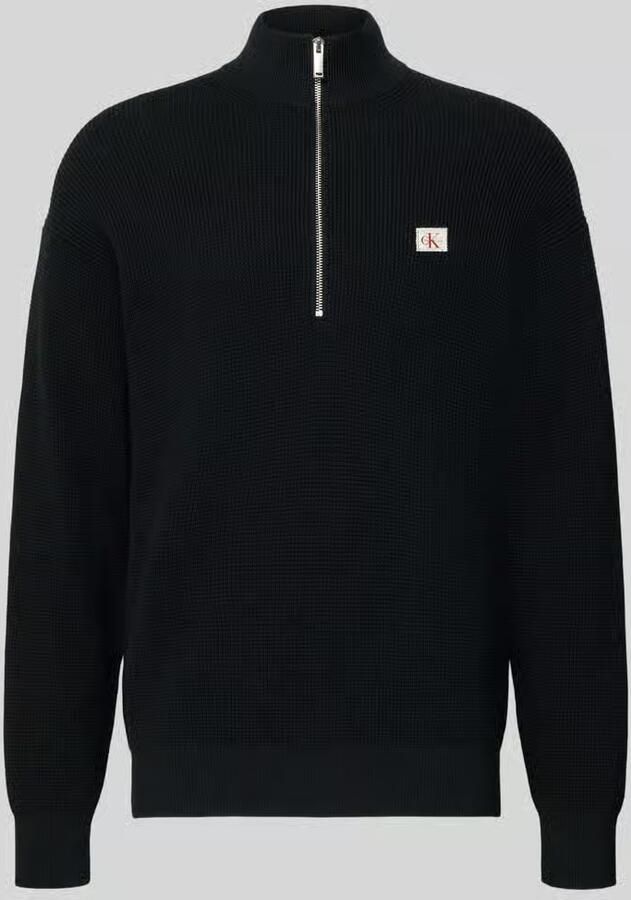 CALVIN KLEIN Heren Truien & Vesten Ls Ez Cotton Waffle Quarter Zip Zwart - Foto 7