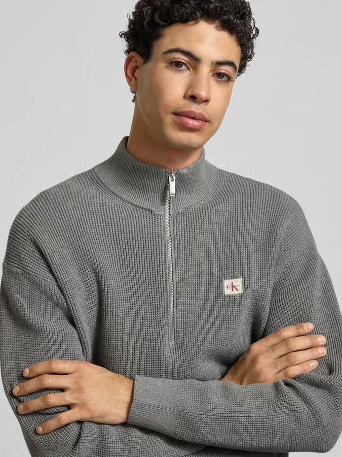 CALVIN KLEIN Heren Truien & Vesten Ls Ez Cotton Waffle Quarter Zip Grijs - Foto 7