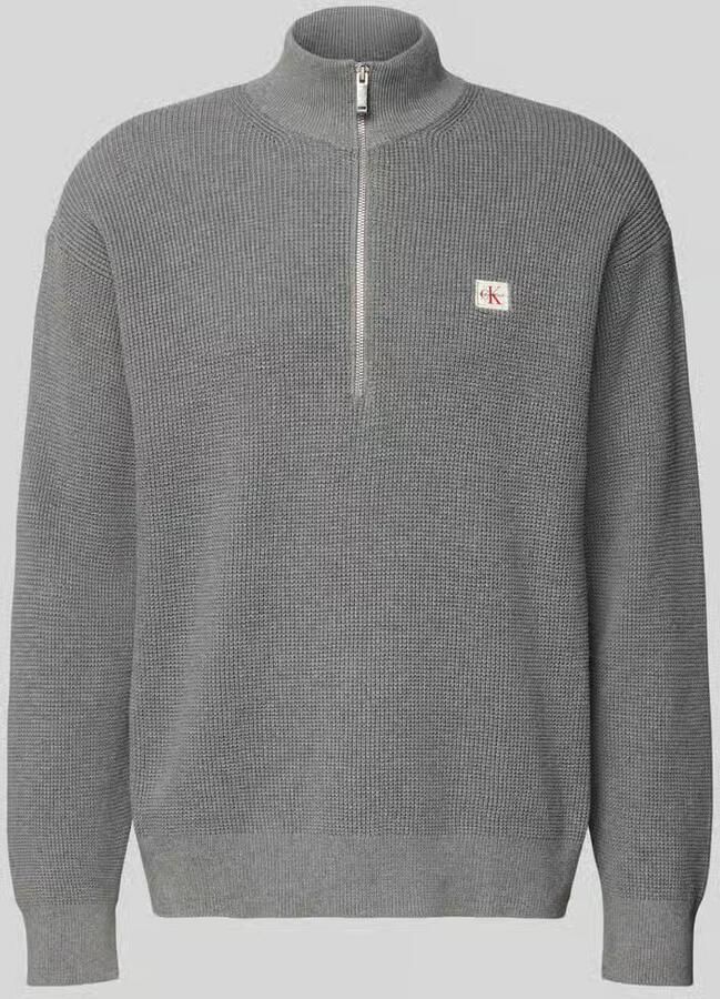 CALVIN KLEIN Heren Truien & Vesten Ls Ez Cotton Waffle Quarter Zip Grijs - Foto 7