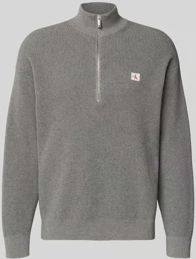 CALVIN KLEIN Heren Truien & Vesten Ls Ez Cotton Waffle Quarter Zip Grijs - Foto 6