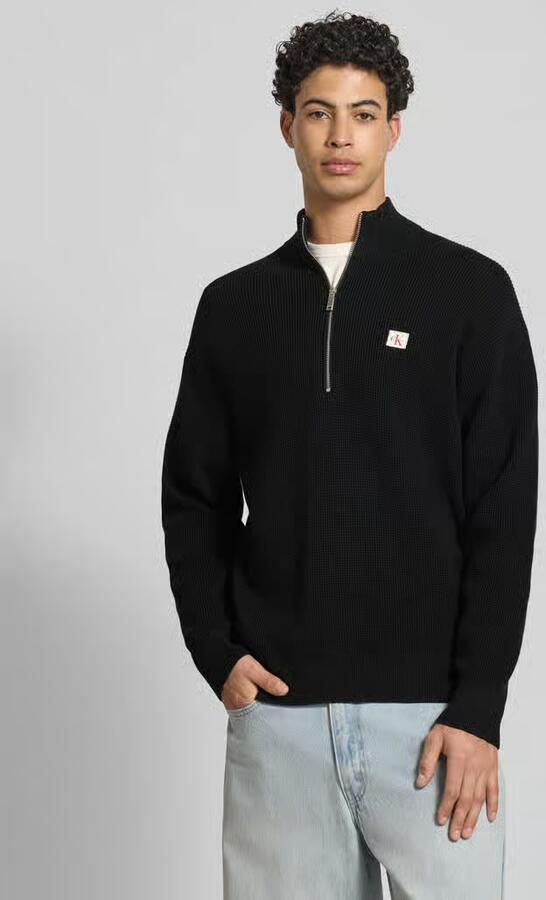 CALVIN KLEIN Heren Truien & Vesten Ls Ez Cotton Waffle Quarter Zip Zwart - Foto 9