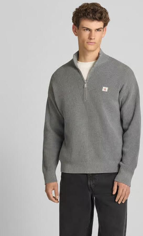 CALVIN KLEIN Heren Truien & Vesten Ls Ez Cotton Waffle Quarter Zip Grijs - Foto 8