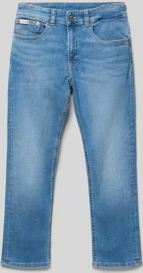 Calvin Klein Straight jeans ESS. WASHED BLUE DAD voor kinderen tot 16 jaar met leren patch - Foto 5