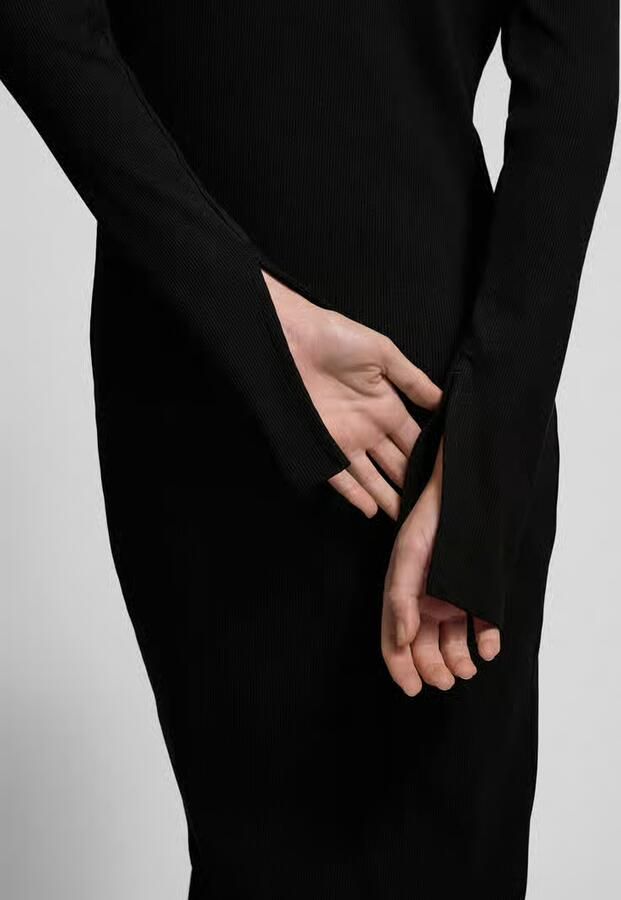 Calvin Klein Maxi-jurk WOVEN LABEL LS RIB DRESS