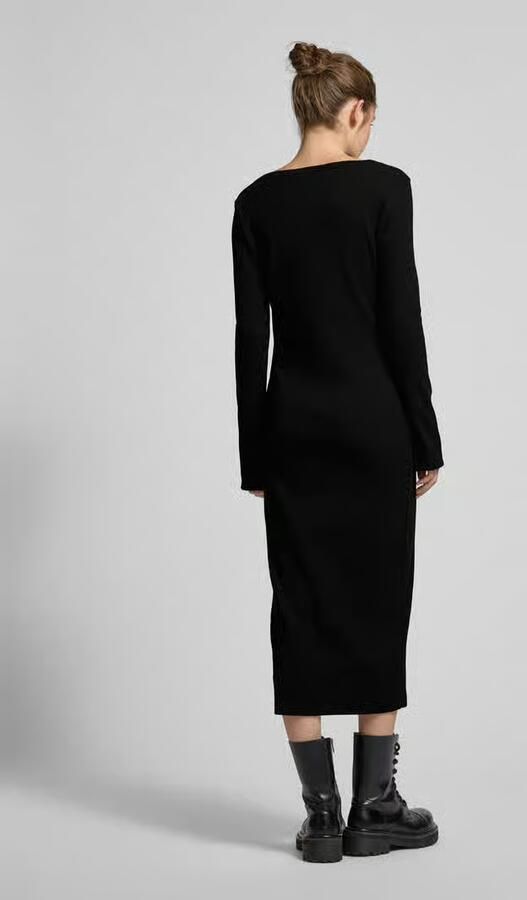 Calvin Klein Maxi-jurk WOVEN LABEL LS RIB DRESS - Foto 2