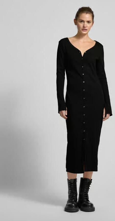 Calvin Klein Maxi-jurk WOVEN LABEL LS RIB DRESS - Foto 3