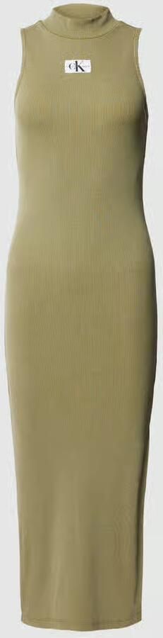 CALVIN KLEIN Dames Jurken Washed Rib Label Long Dress Groen - Foto 3