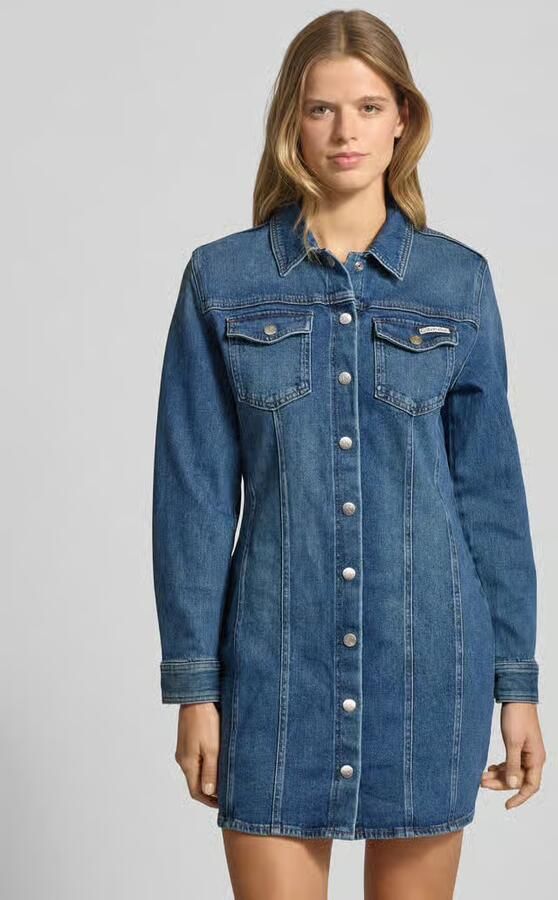 Calvin Klein Jeans jurk LS DENIM MINI DRESS Met ronde hals getailleerd - Foto 7
