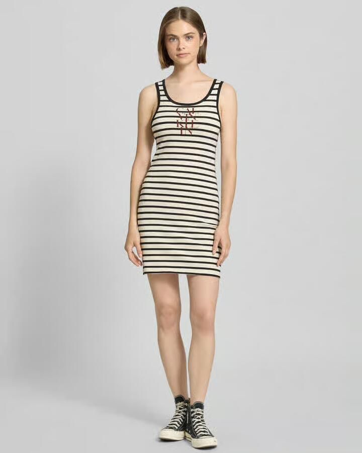 Calvin Klein Jerseyjurk COTTON RIB STRIPE SL DRESS - Foto 2