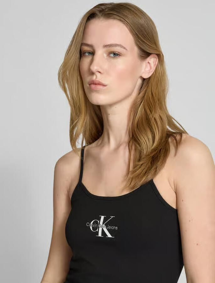 Calvin Klein Jeans Knielange jurk met labelprint model 'Milano'